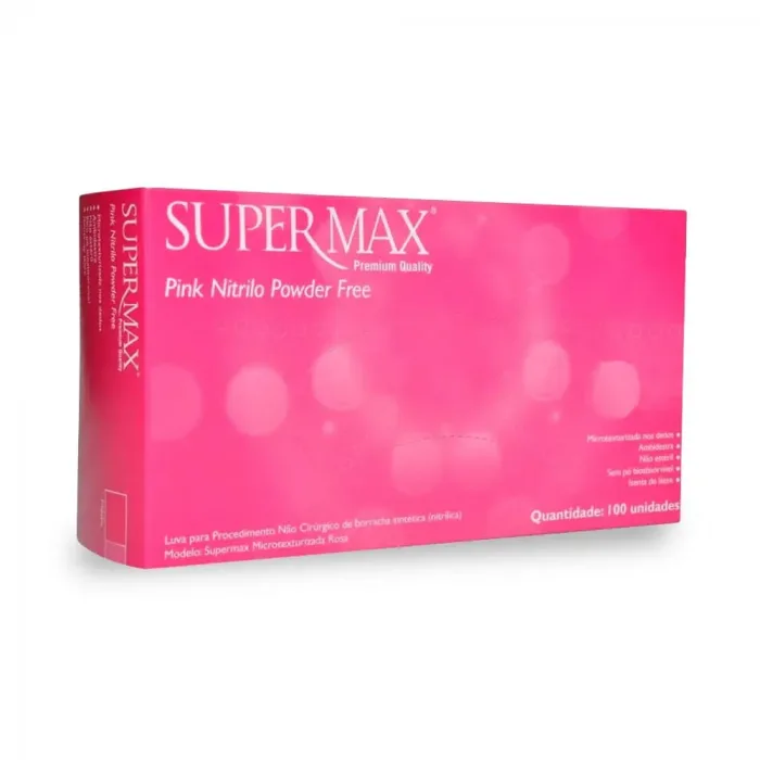 Luva Para Procedimento de Nitrilo Rosa Pink Sem Pó - Supermax - Image 2