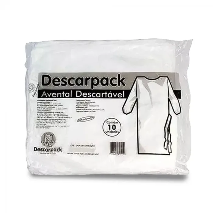 Avental Manga Longa Branco Descartável Pacote Com 10 unidades - Descarpack - Image 2